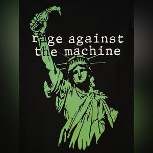 Rage Against The Machine Statue of Liberty Graphic Tee - Black & Lime Green